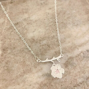 925 Sterling Silver Flower Necklace Dainty Minimalist Necklace White & Pink